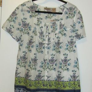 Women's  "Art and Soul" Cotton Boho Top NWT